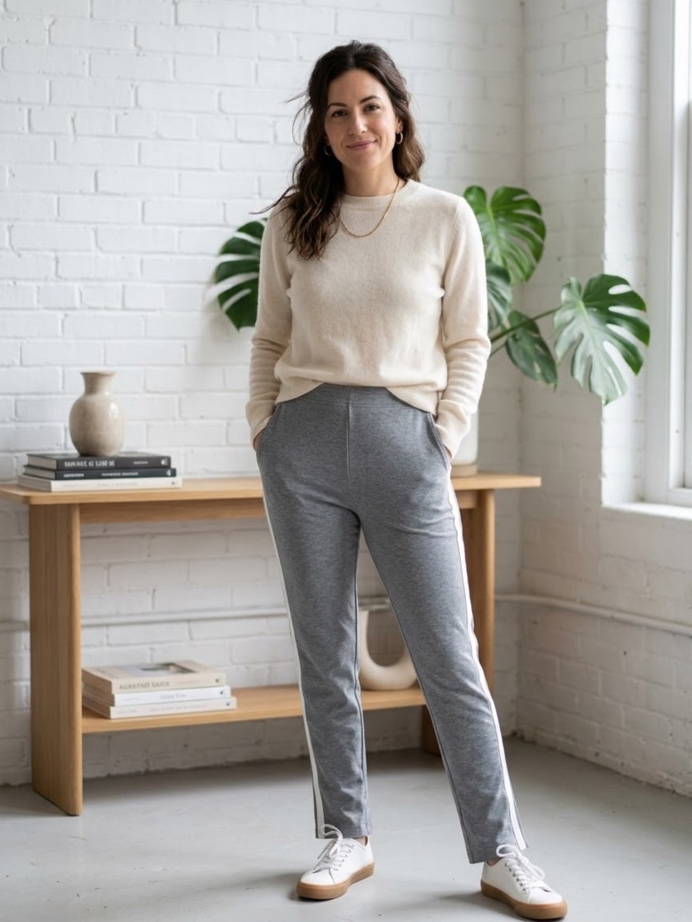 rag & bone Gray Track Pants with White Side Stripe